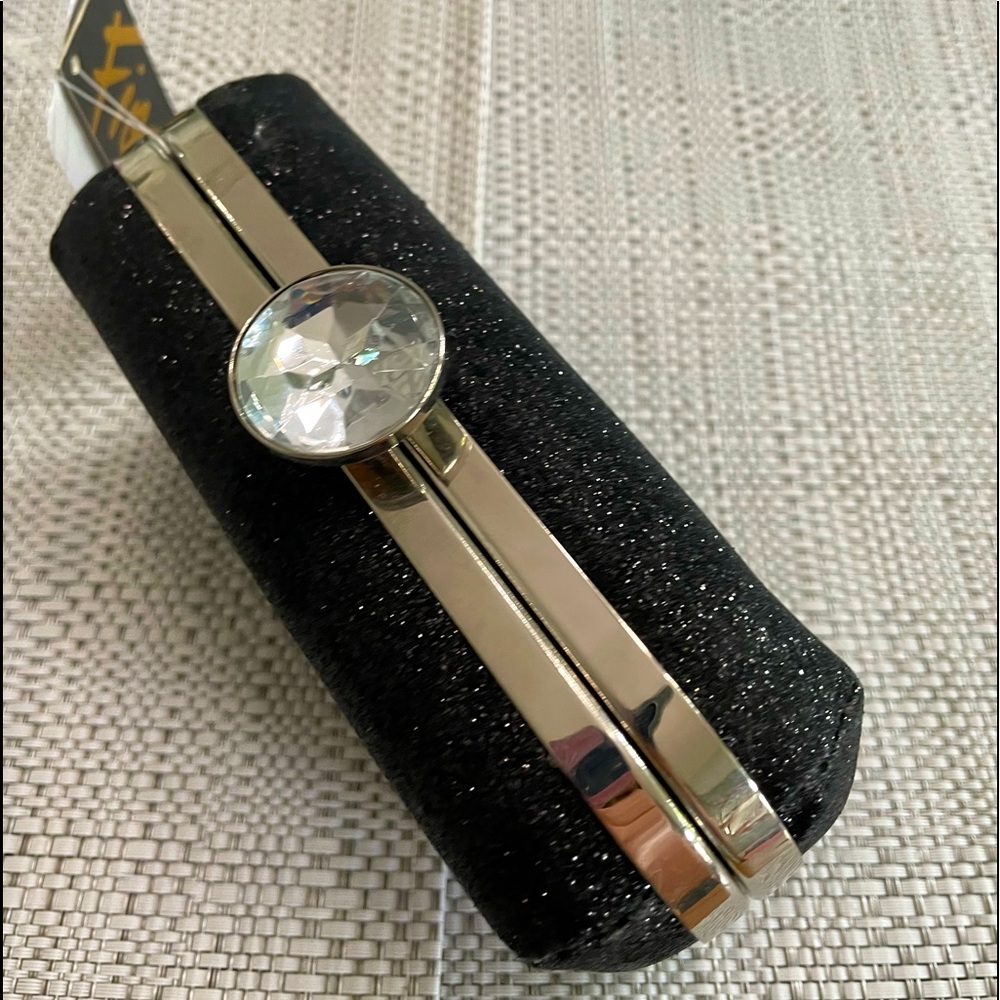 Black glittery mini clutch  Wedding Guest 6” x 3 1/2”